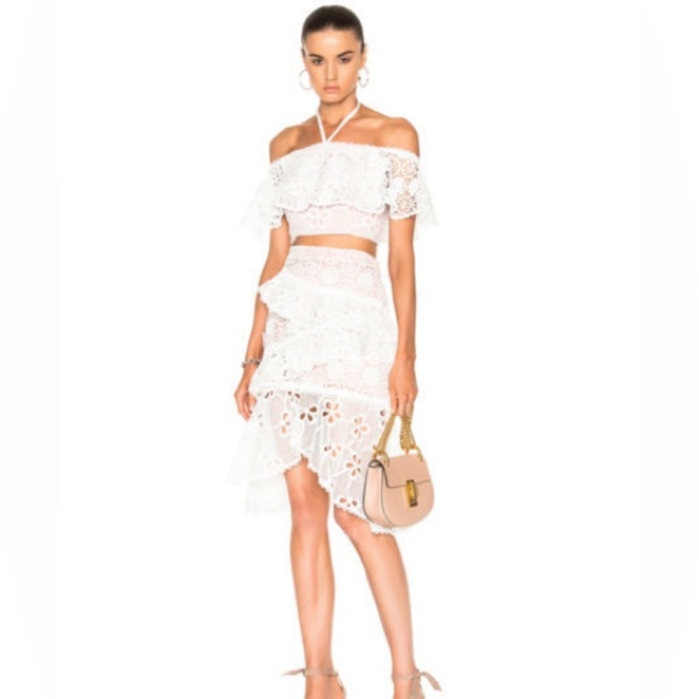BNWT Alexis White Lace Off-Shoulder Two-Piece Set Size XS